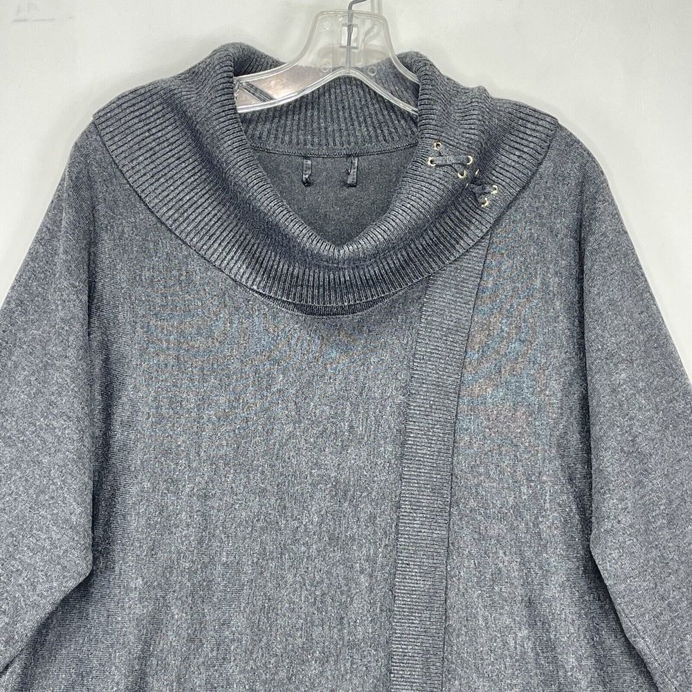 JM Collection Sweater Womens Size L Gray Crossover Turtleneck Dolman Sleeve